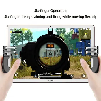 

PUBG ipad Controller Six Finger Pubg Mobile Trigger Gamepad Grip L1R1 Fire Aim Button Joystick For Ipad Tablet FPS Game Handle