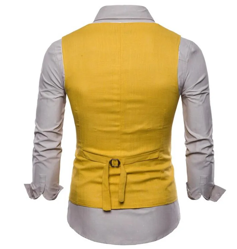 High Quality Yellow Men Vest Casual Vest Custom Made Wedding Vest 5 Button 3 Pocket Bridegroom Business Party Vest