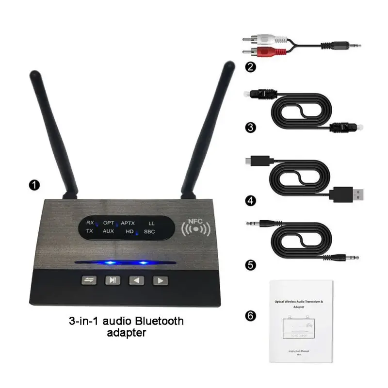 NFC на дальние расстояния Bluetooth приемник 3-в-1 Bluetooth 5,0 адаптер CSR8675 чип низкой задержкой Bluetooth передатчик и приемник