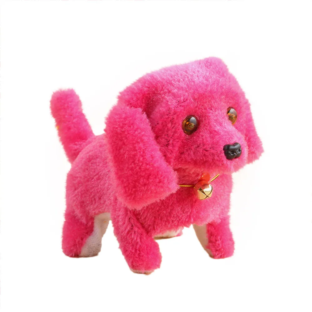 Рождественский подарок электронные собаки интерактивные электронные домашние животные робот кукла собака лай стенд прогулки электронные игрушки собака для детей 25 - Цвет: Hot Pink