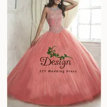 Vestidos de 15 anos Бальные шарики Кристаллы Расшитое бисером в честь пятнадцатилетия платья Аппликации фатиновое платье из тюля с длинным шлейфом Сладкий 16 платья