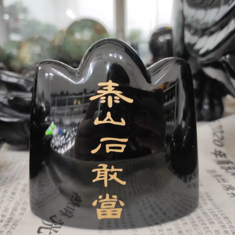 

Natural Obsidian Chakras Healing Stone Scrying Magic Mount Tai is fearle Fengshui Home Office Decorate Craftse Crafts