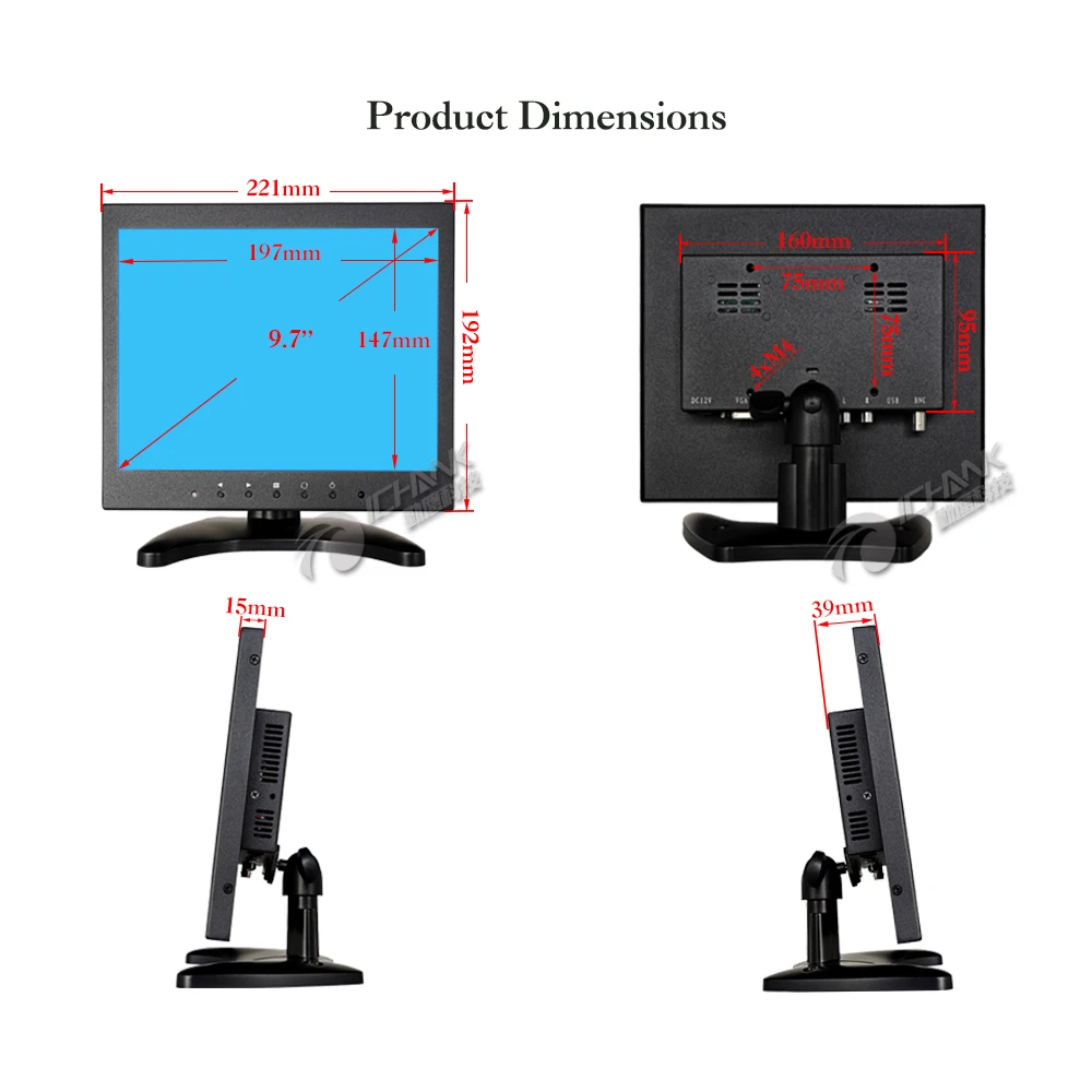 ZB097TC-592R/9," 10" дюймов 1024x768 ips Fullview 1080p металлический корпус HDMI VGA USB резистивный сенсорный ЖК-экран монитор