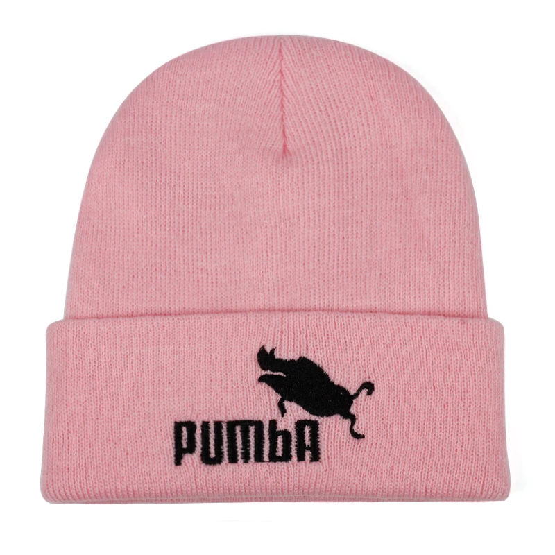 Веселый принт Pumba вязанная шапка с Вышивкой Модные Skullies теплые зимние шапки для женщин бини кепки homme Pumba Мужские Лыжные шапки muts