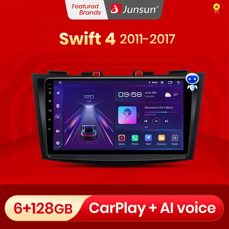 Автомагнитола Junsun мультимедийный проигрыватель на Android 10 0 4G для Suzuki Swift 4 2011-2017