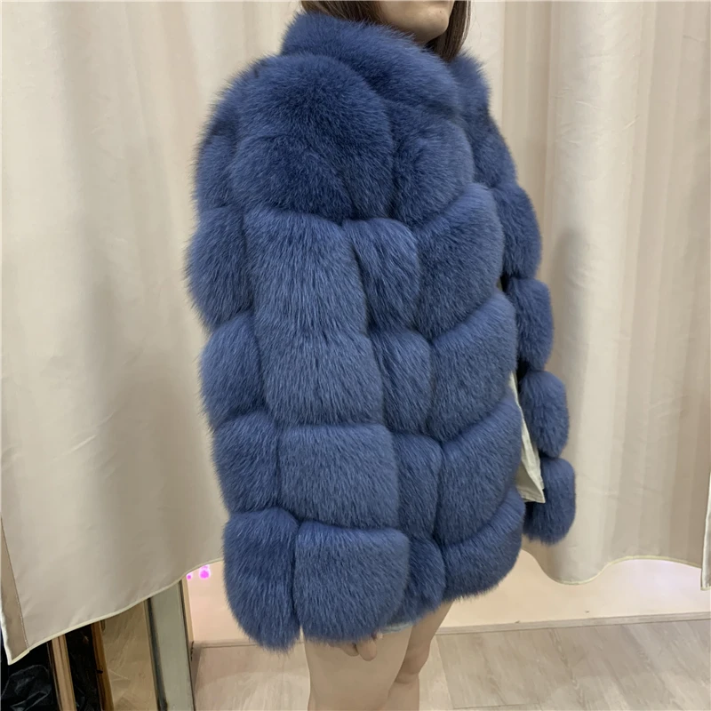 Пальто из натурального Лисьего меха Женское зимнее плотное меховое пальто модное Высококачественное натуральное большое меховое пальто