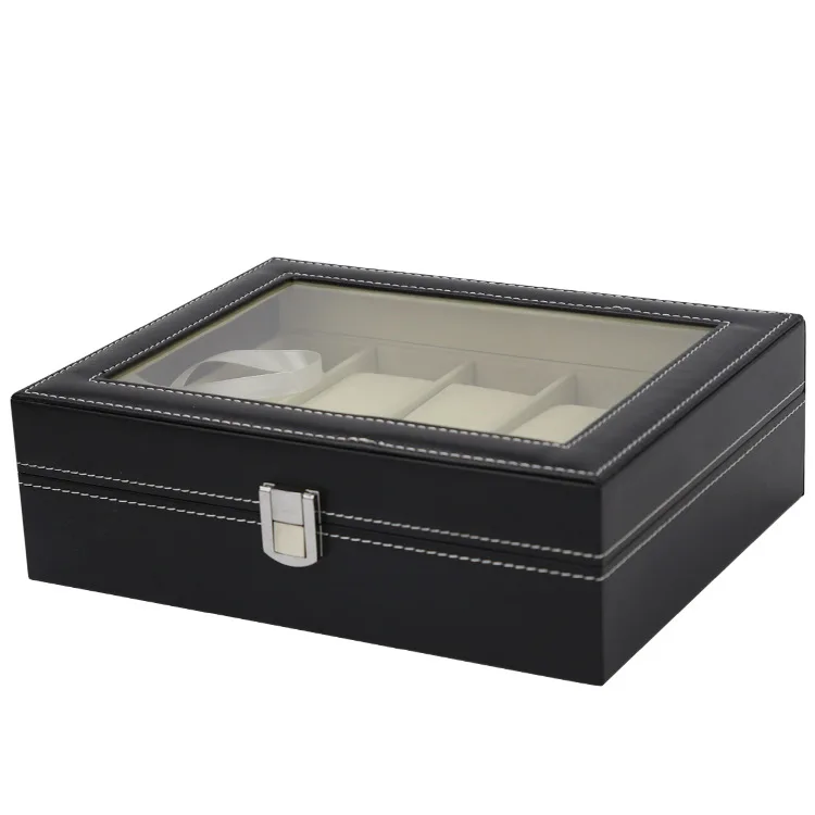 

Top Grade Leather Watch Box PU Leather 10 Squares Watch Box Watch Display Box [Standard]