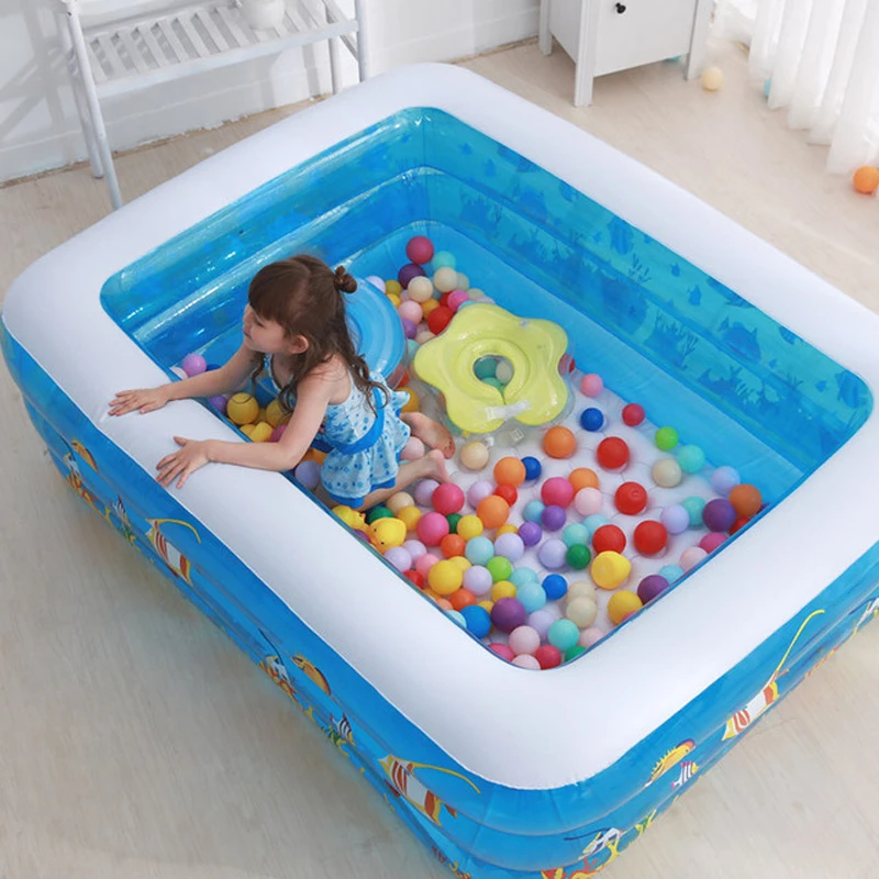 large baby inflatable swimming pool with eletric pump & ocean ball child swimming  pool square folding inflatable paddling pools - AliExpress