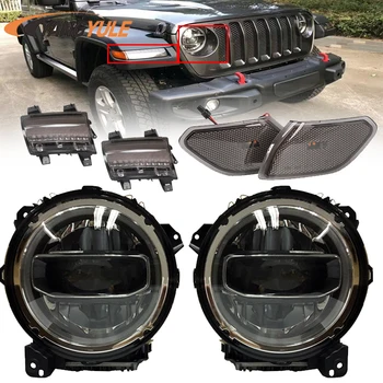 

NEW 9" Inch Headlights for 2018 2019 Jeep Wrangler JL Headlights+USA EU edition reverser brake turn signal LED rear tail light