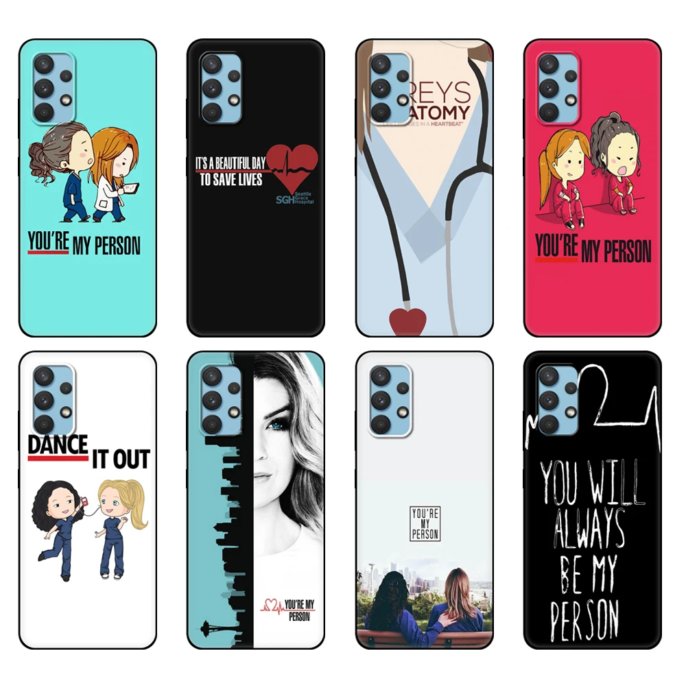 Custodia In Tpu Nera Per Samsung Galaxy A32 A42 A52 A72 4G 5G S21 Plus Cover Posteriore Ultra Greys Anatomia