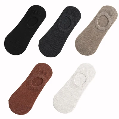 5 Pairs Woman Silicone Non-slip Invisible Socks Summer  Cotton Ankle Solid Color Boat Women's Slippers 35-40EUR Short Socks Lot 13
