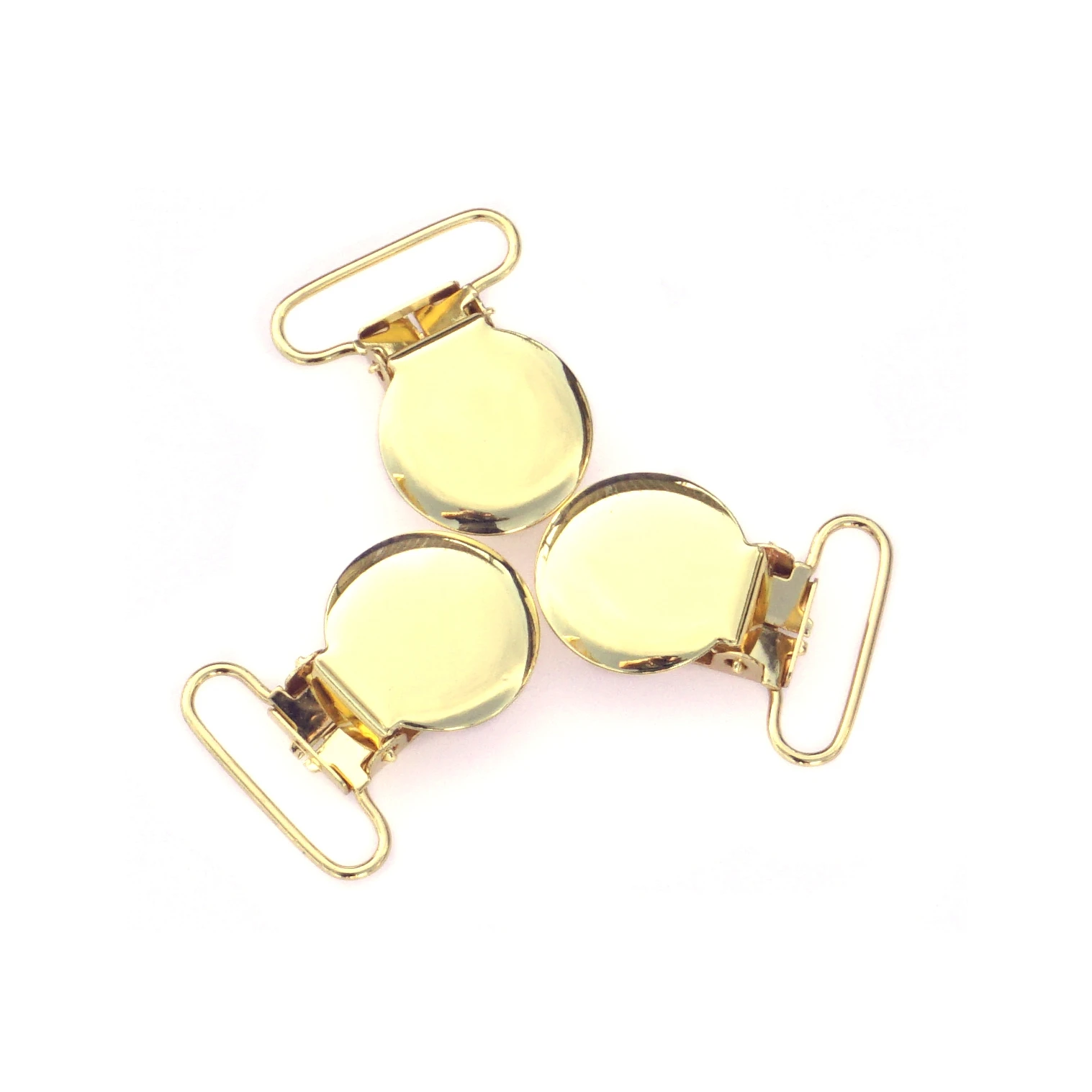 10Pcs Gold Round Shape Pacifier Suspender Clips Baby Pacifier Holder Crafts With Plastic Insert for 25mm Ribbon 5