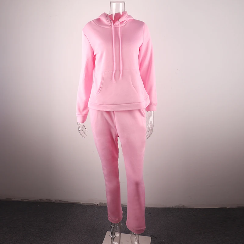pink suit OMSJ неоновый зеленый однотонный спортивный костюм женский комплект из 2 предметов повседневный комплект со штанами костюм комплект одежды с длинными рукавами уличная женская одежда - Цвет: pink suit