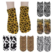 3D забавные хлопковые носки с животным принтом, Зебра, тигр, кожа, леопард, мужские и женские носки с низкой лодыжкой, носки унисекс