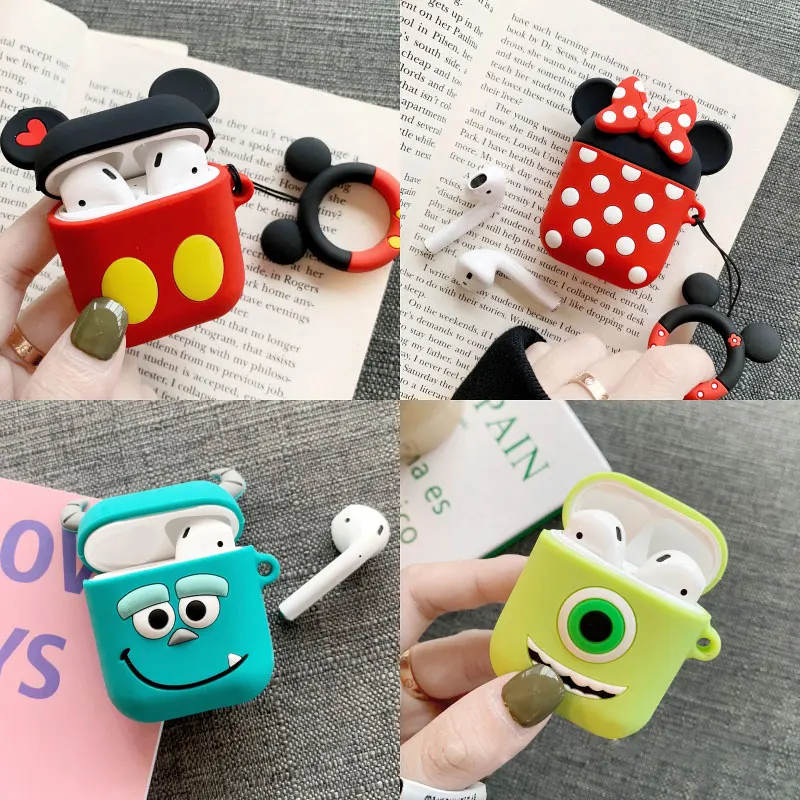 

3D Doll Cute Cartoon Mickey Minnie Soft Silicone Case For Apple Airpods Wireless Bluetooth Earphone Toy Story Cover Box Coque