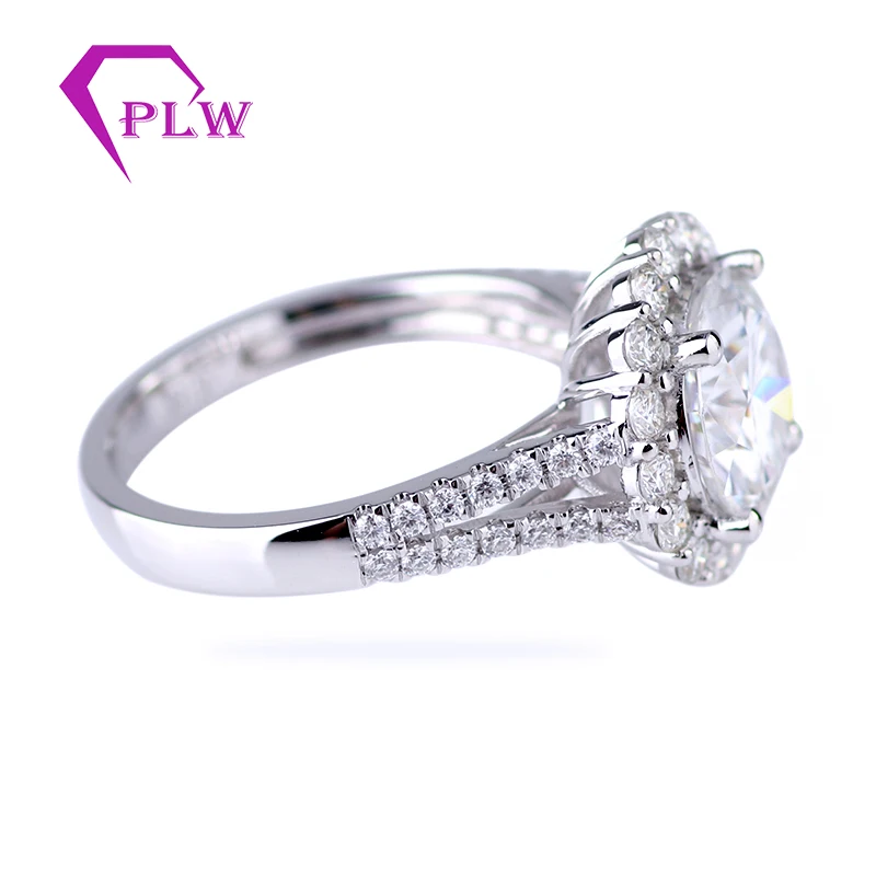 3Ct Halo обручальное кольцо Круглый Блеск Блестящий DEF Moissanite основной камень 14k белое золото