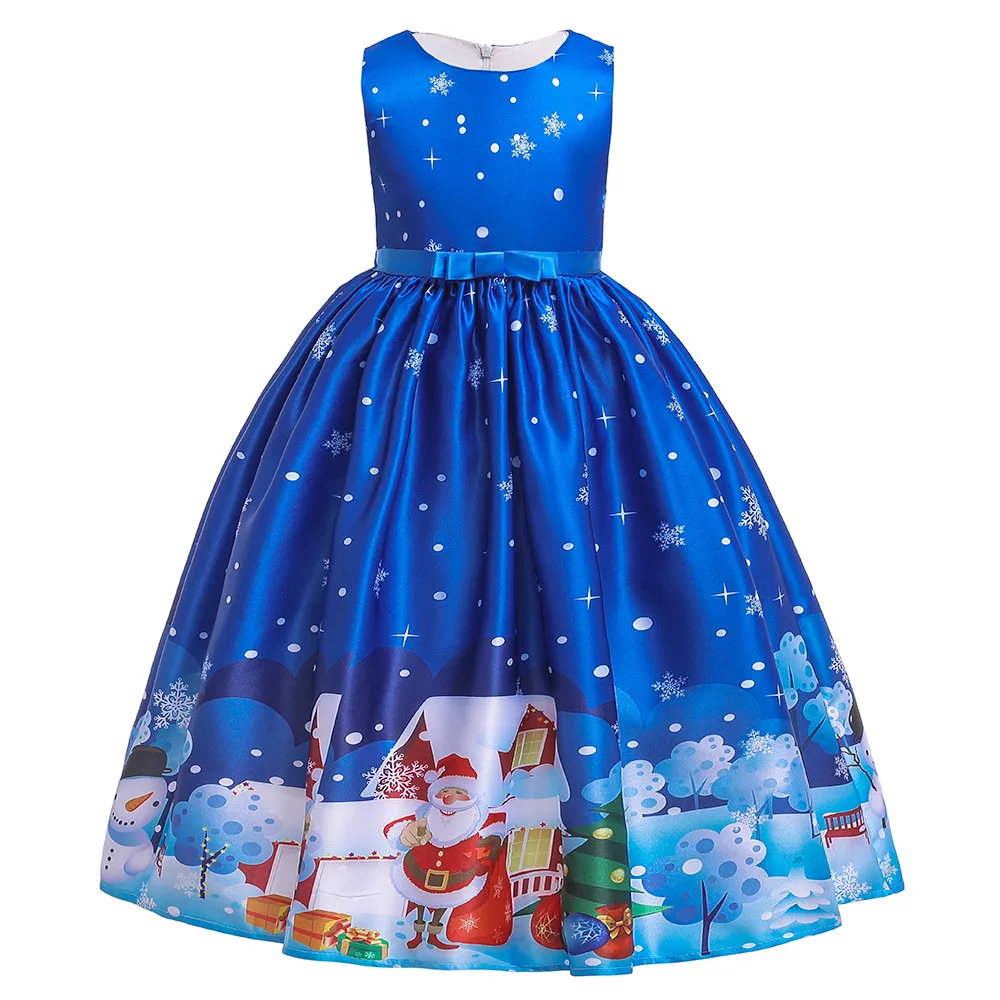 Teens Girls Party Dresses For Girls Kids Santa Claus Print Ball Gown Girls Clothes Children Clothing Carnival Christmas Dress (14)