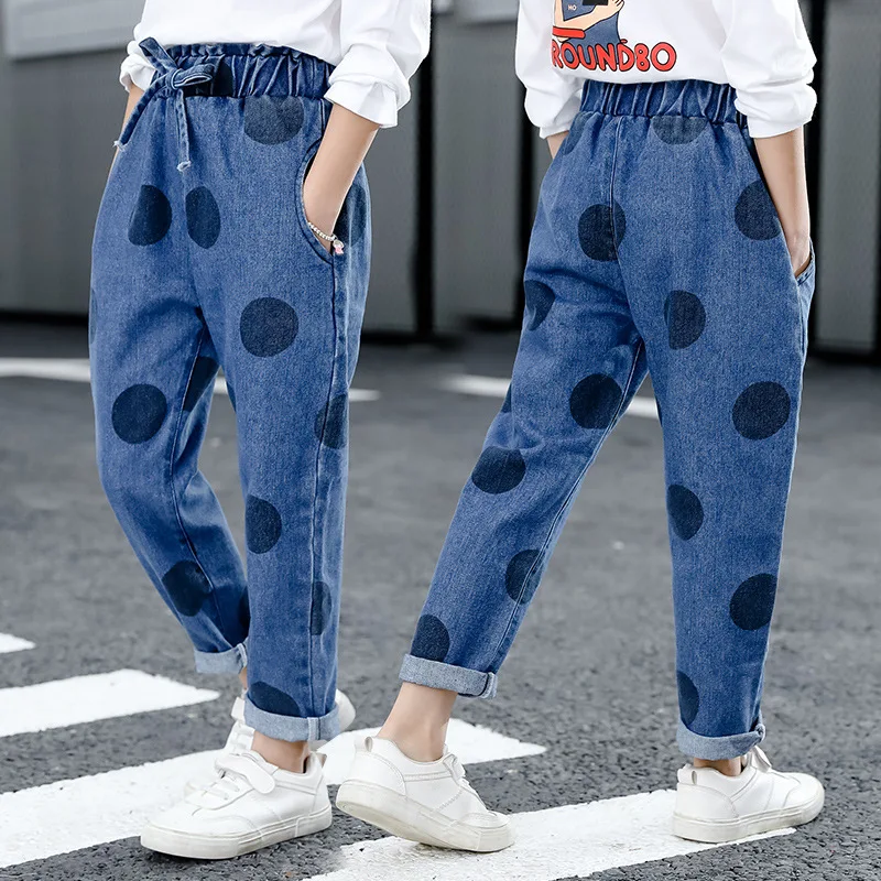 

2019 New Polka Dot Girls Jeans Kids Jeans Spring Autumn High Quality Children Pants Casual Trouses Children's Jeans