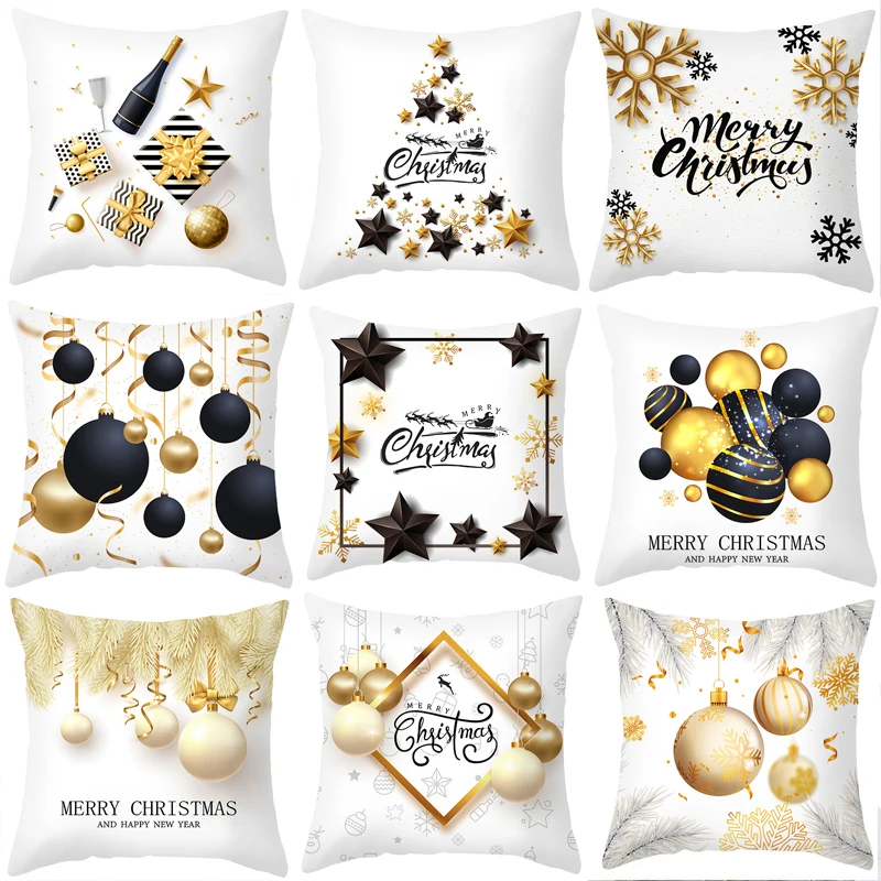 

Christmas Pillowcase Decorative Golden Christmas Ball Sofa Cushion Case Bed Pillow Cover Home Decor Car Cushion Cover 45*45cm