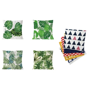 

4Pcs Plant Cushion Cover Tropic Tree Green Throw Pillow Cover & 5Pcs Cushion Geometric Pillow Case Kids Cover