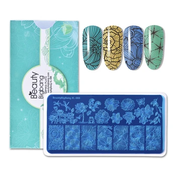 

Beautybigbang Nail Art Flower Stamping Plates Dragonfly Lotus Frog Print Image Nails Swanky Stamping Template Plate Mold XL-088
