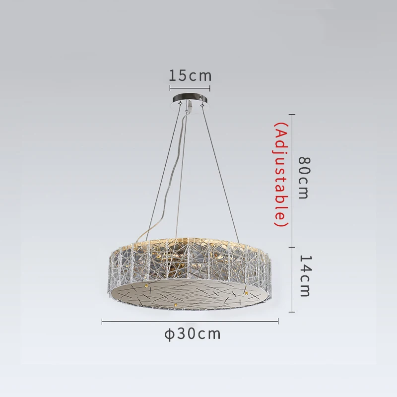 Dia30cm Новое поступление, Современный Люстра, светильник ing для гостиной, круглый обеденный стеклянный светодиодный светильник, Роскошный Серебряный подвесной светильник, светильники - Цвет абажура: Dia30cm
