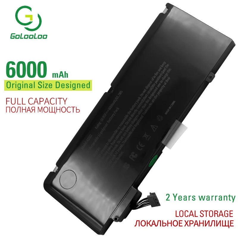 6000mAh 10.95V New laptop battery for Apple macbook pro 13&quot A1322 A1278 mid 2009 2010 2011 2012 mb990ll/a mb991ll/a MB990 65.7Wh |