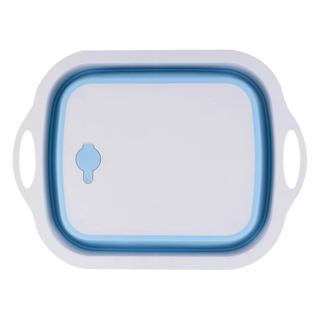 Portable Collapsible Basin with Draining Plug for Kitchen Fruits Vegetables Washing Basket Dish Tub Cutting Board