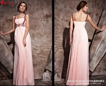 

free shipping new fashion vestidos de festa bride floor length gown formal crystal custom Graduation pink chiffon Prom Dresses