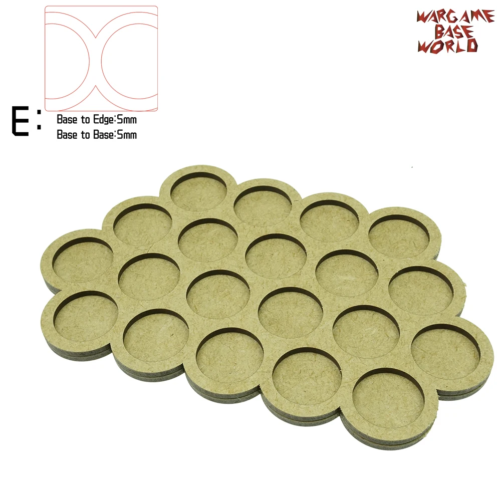 Wargame Base World-Movement Tray-20 цоколей 25 мм круглая Тройная форма MDF - Цвет: edge3basetobase3