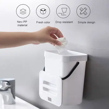 

Kitchen Hanging Open Cover Waste Bucket Household Living Room Bedroom Wall Hanging Portable Rectangular Trash Can L5