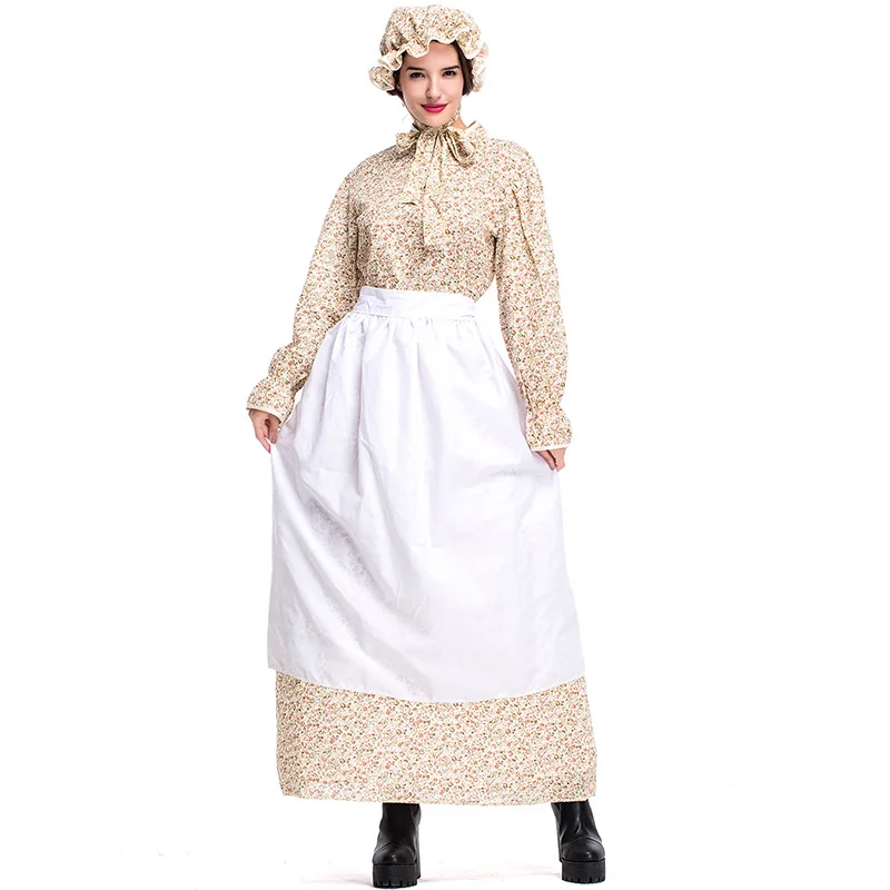 

Colonial Pioneer Costume For Women Prairie Dress Wolf Grandmother Cosplay Halloween Party Carnival Costumes