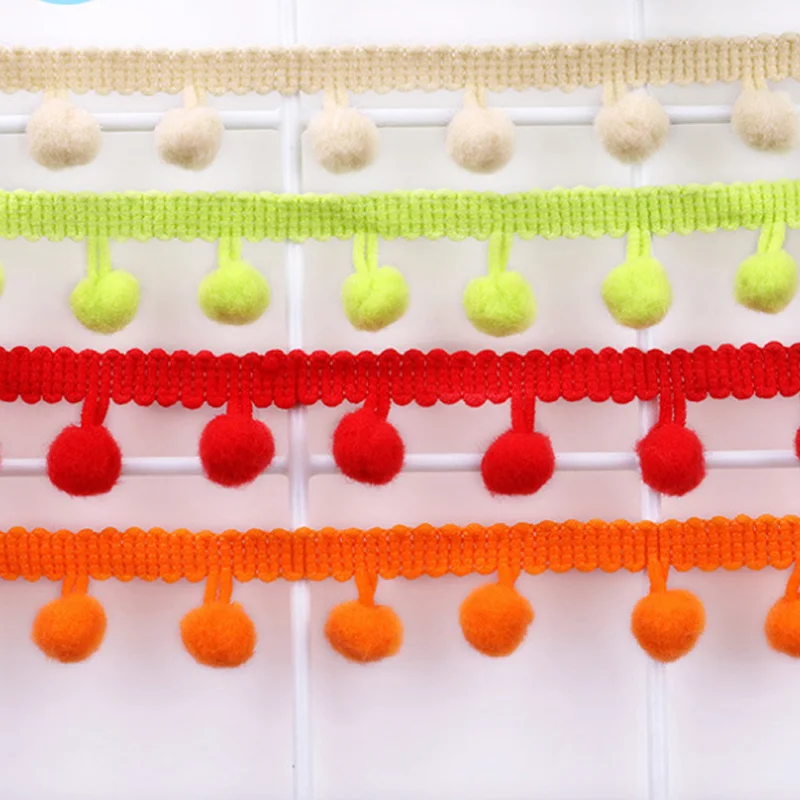 Sewing Accessories Pompom Trim Pompon Decor 20 Yard Pom Poms Fringe Ball Lace Fabric Tassel Ribbon DIY Material | Украшения и