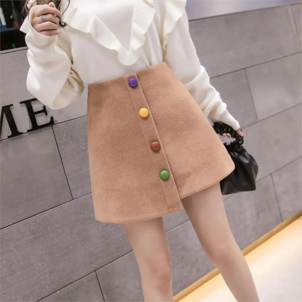 The a-line skirt female skirts autumn/winter new color a irregular cloth bust skirt qiu dong - Цвет: Хаки