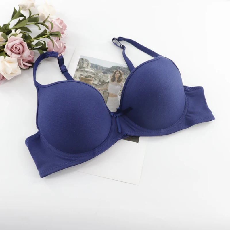 Beauwear, сексуальный бесшовный бюстгальтер, без подкладки, пуш-ап, бюстгальтеры для женщин, нижнее белье, подтягивающий сексуальный однотонный хлопок, комфортное женское интимное белье - Цвет: Blue