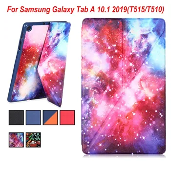

Tablet case for Samsung Galaxy Tab A 10.1" 2019 T510 T515 Leather Transformers Trifold Stand Print cover capa for SM-T510/T515