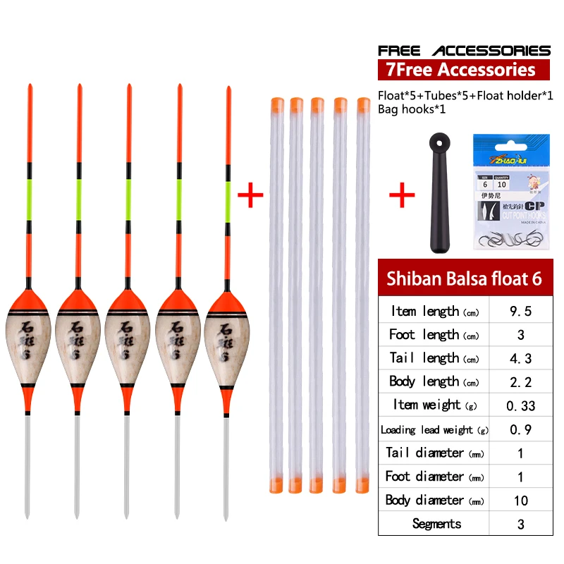 5 stück Balsaholz Angeln Float + 5 Boje Rohre + 1 Tasche Haken + 1 Boje Sitz Flachen Wasser bobber Eis Angeln Empfindliche Float Tackle – Detail 11