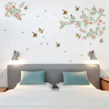 Горячие продажи наклейки на стену свежие Дрифтинг цветы и птицы наклейки на стену спальня гостиная диван задний план съемные наклейки на стену