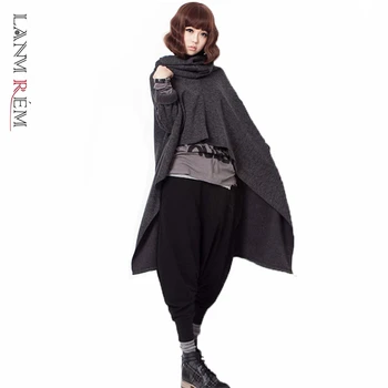 

LANMREM 2020 Spring New Fashion Casual Women Jacket Loose Plus Irregular Sleeves Solid Color Cloak TC167