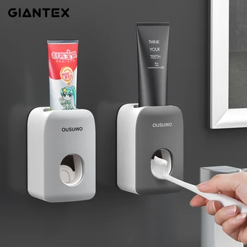 

GIANTEX 2020 Automatic Toothpaste Dispenser Punch-free Toothbrush Holder Wall Mount Bathroom Accessories Set Toothpaste Squeezer