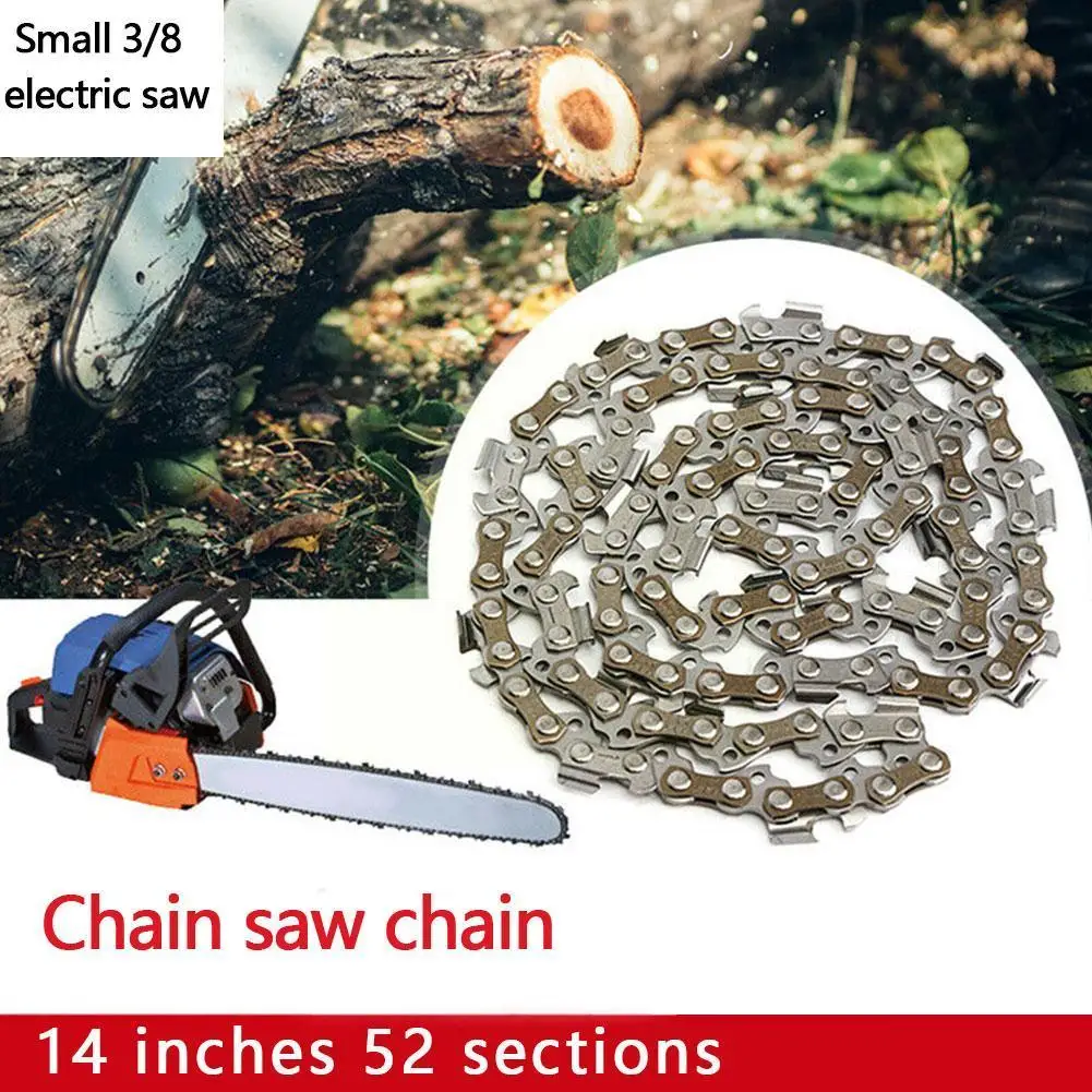 Chainsaw Chain 14 Inch Metal Chain Saw Wood Cutting 52 Drive Mill Chainsaw Household Saw Accessories 3/8 Feller Link Chain Pliers Pi U7h7
