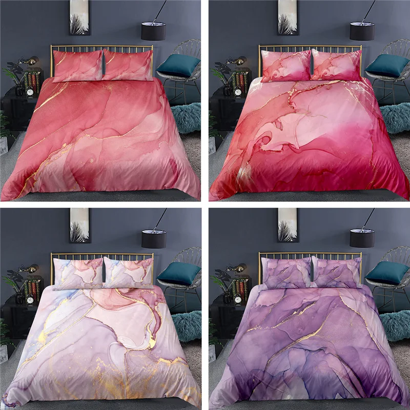 

Home Textile Luxury 3D Marble Print 2/3Pcs Comfortable Duvet Cover PillowCase Bedding Sets Queen and King EU/US/AU Size