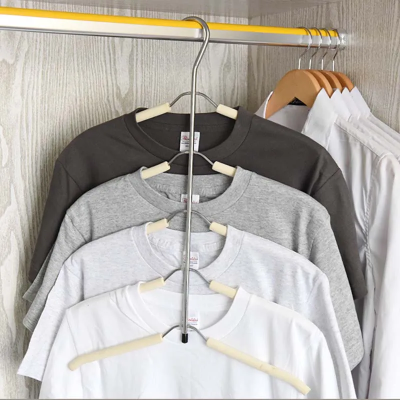 Многослойные стеллажи для хранения одежды из нержавеющей стали в форме рыбьей кости, вешалка для одежды, держатель для сушки одежды, шкаф для белья