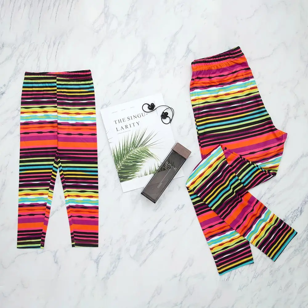 

PatPat Spring Summer Autumn Parent-child Cotton Casual Pants Mother and Me Retro Colorful Stripes Print Matching