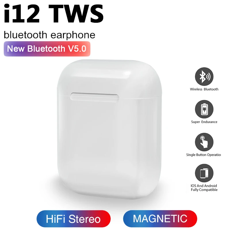 

Original i12 TWS Wireless Bluetooth 5.0 Earphone Sports Sweatproof Headphone Touch Portable Earbuds for i10 i20 tws i30 i60 i80