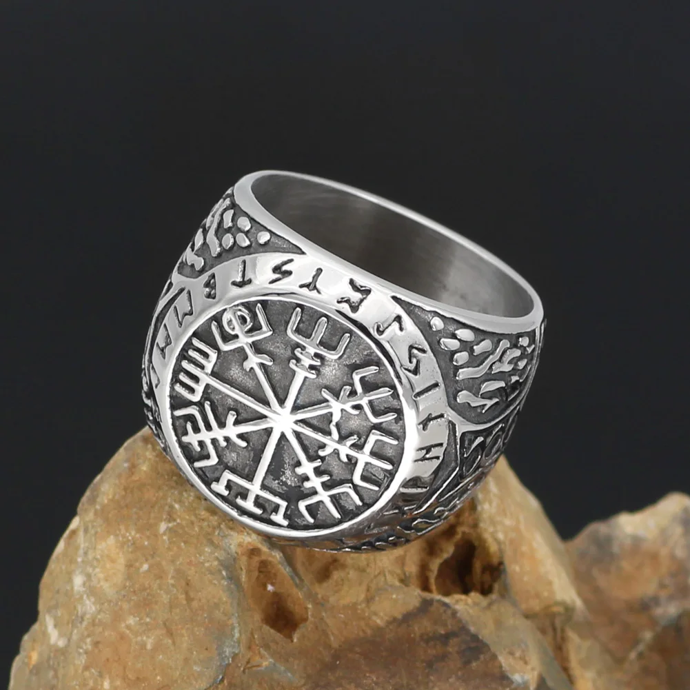 Скандинавский Викинг mjolnir valknut vegvisir Рунический амулет кольцо из нержавеющей стали с Valknut Rune подарочная сумка