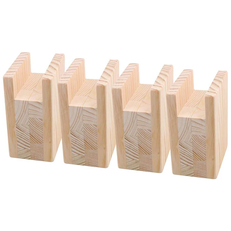 

4PCS Bed Furniture Tripod Heavy Solid Wood Tripod, Coffee Table Padding Grooved Table Legs Increased Wooden Blocks Furniture Leg
