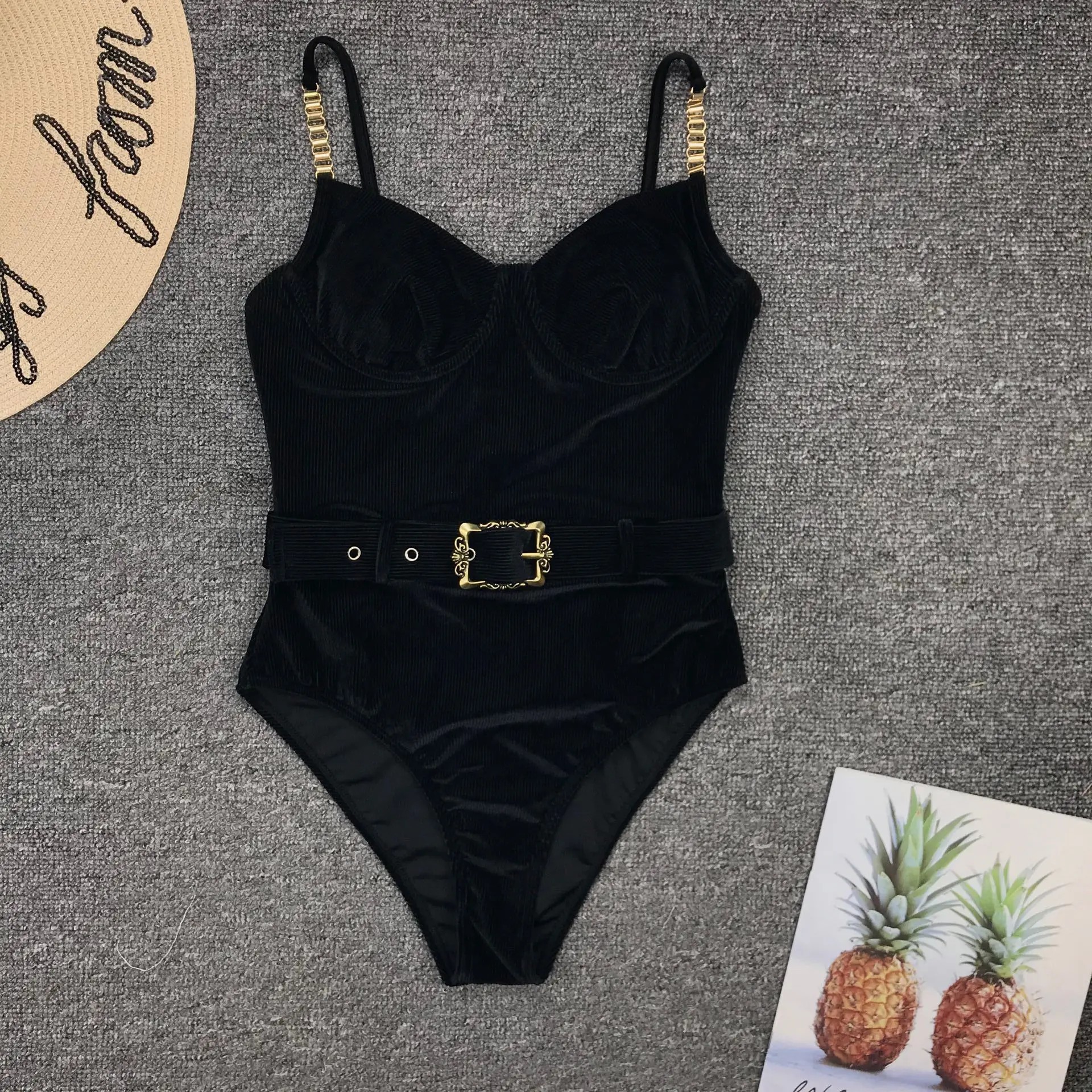 strapless bikini set 2022 NEW Sexy Black Ribbed Swimming Suit For Women Swimwear One Piece Swimsuit Female Bather Bathing Suit Bodysuit Beach brown bikini set