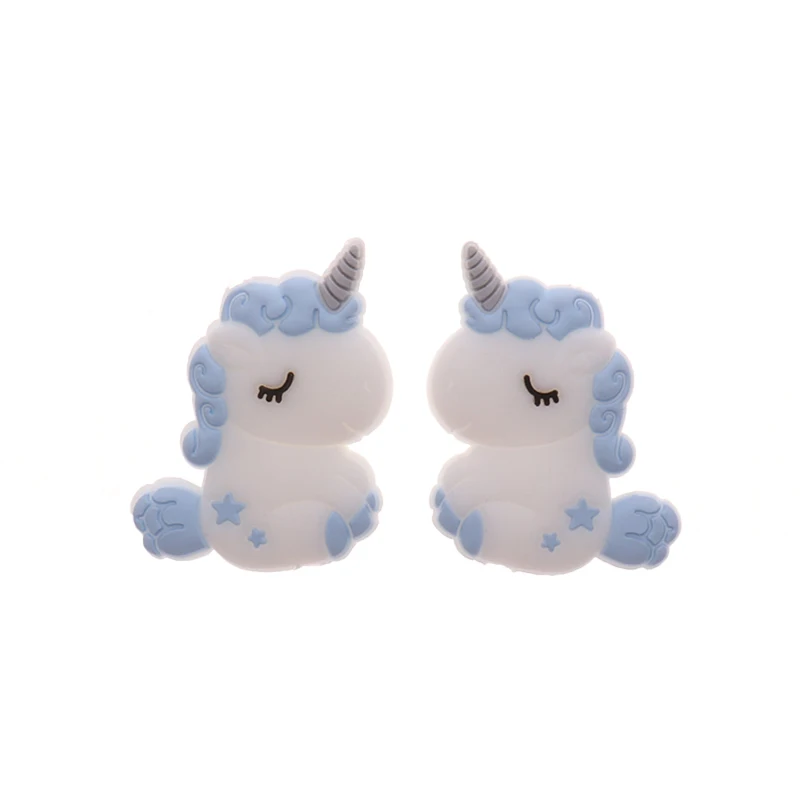 Silicone Unicorn Teether Beads Rodent BPA Free Baby Teething Necklace DIY Jewelry Toy 5pcs Fkisbox