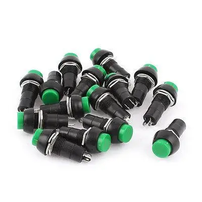 

15 x 2Pin On/Off SPST Green Monmentary Round Push Button Switch AC 250V/3A